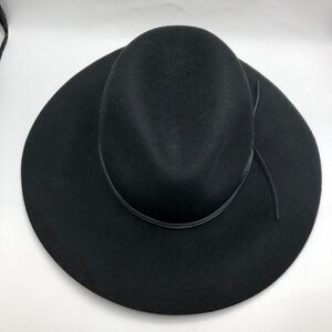 Phenix Women's Black Felt 100% Wool Wide Brim Floppy Sun Hat One Size Fits All